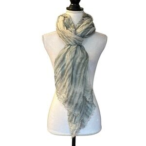 Lane‎ Bryant Tie Dye Fringe Lightweight Boho Beach Scarf Grey White Pink NEW